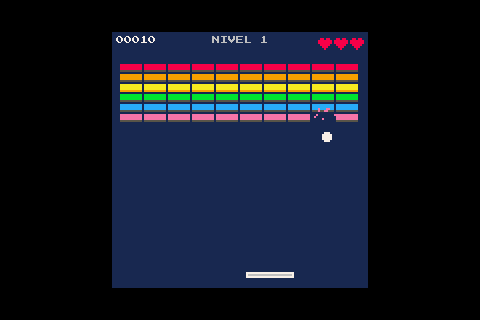Un rompeladrillos de PICO-8 en dieciséis colores